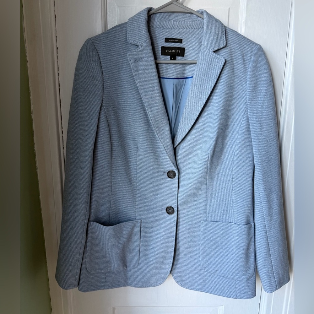 Talbots Aberdeen Blue Tailored Lightweight Women's Blazer Fully Lined Size 6